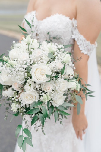 White Rose With Greenery Bridal Bouquet Wallpaper