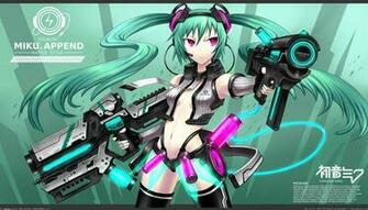 Gia Gun Hatsune Miku Jpeg Artifacts Vocaloid Weapon Mx