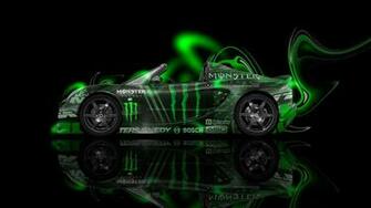 Side Green Neon Plastic Car HD Wallpaper Design By Tony Kokhan