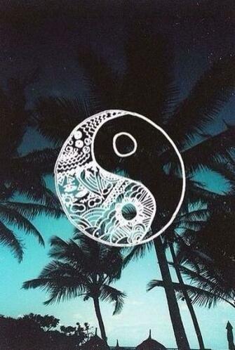 Palm Trees Ying Yang Yin iPhone Ipod Wallpaper Background
