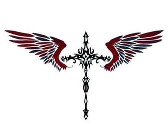 Tribal Cross With Wings By Willow Chan