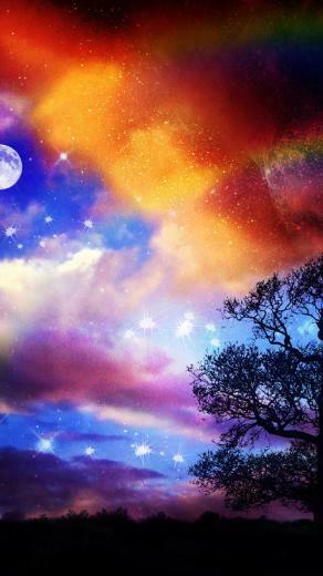 Rainbow Sky Field iPhone Wallpaper HD