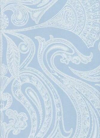 Malabar Wallpaper White On Pale Blue Indian Paisley Design