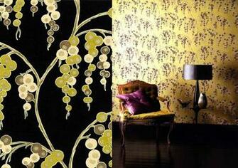 Metallic Details Shown In Black With Cream Lime And Gold Blossoms