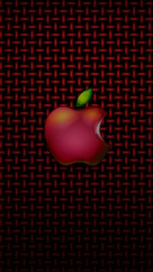 iPhone Wallpaper HD Red Apple Logo On The Grid Background