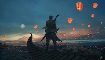 Sky Lanterns By Wlop