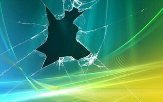 Geel Groene Windows Achetrgrond Met Gebroken Glas