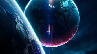 Planets Wallpaper 4k Digital Art Earth Purple Blue