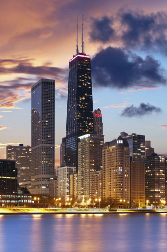 Chicago Skyline Sunset Wallpaper