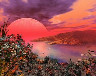 3d Moon Red Nature Other HD Desktop Wallpaper
