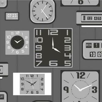 Klox Retro Clock Calendar Digital Alarm 10m Wallpaper Roll Decor Art