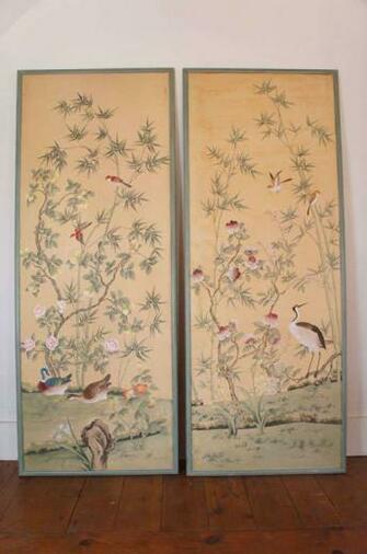 Pair Of De Gournay Hand Painted Wallpaper Panels At 1stdibs