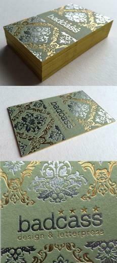 Vintage Damask Wallpaper Inspired Hot Foil Stamped Business Card