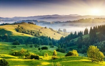 Nature Hills Sunrise Landscape Wallpaper For X