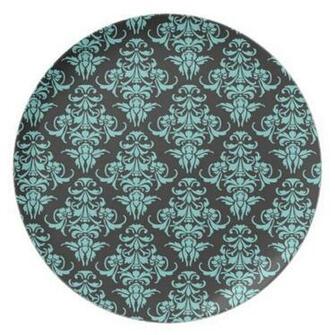 Damask Vintage Wallpaper Blue Girly Chic Dinner Plate