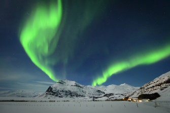 Desktop Wallpaper Iceland Polar Light Winter Nature Mountains Sky