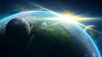 Wallpaper Planet Galaxy Light Rays Stars 4k