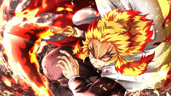Demon Slayer Kyojuro Rengoku Katana Flame Hashira HD 4k Wallpaper