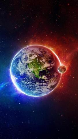 Earth And The Moon iPhone 5s 5c Se Wallpaper