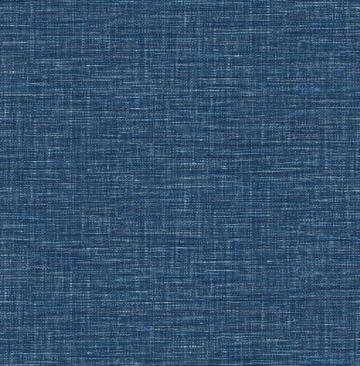 Exhale Dark Blue Woven Texture Brewster Wallpaper