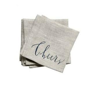 Cheers Linen Cocktail Napkins Set By Linea Carta