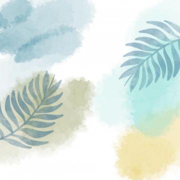 Abstract Hand Painted Watercolour Background With Leaf Elements