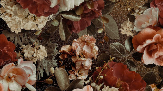 Vintage Flowers Desktop Wallpaper Aesthetic Floral Pc Orange Red Toned