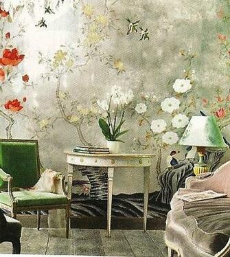 Faux Painting On Top Of The Silver Leaf Or Is This Just Wallpaper