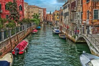 Wallpaper Venice Italy Canal Bridges Street Powerboat Cities Houses