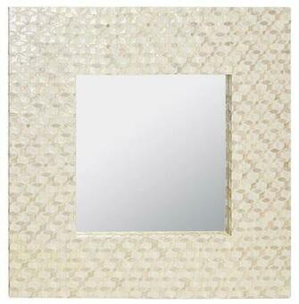 Crescent Coastal Beach Capiz Shell Square Wall Mirror