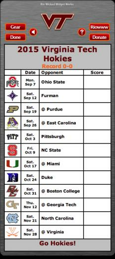 Virginia Tech Hokies Football Schedule Widget