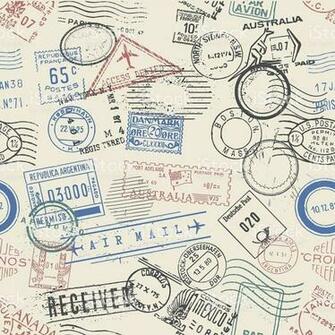 Seamless Vector Postage Stamps Wallpaper Royalty Stock