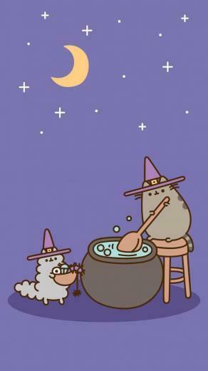 Halloween Witch Wallpaper Pusheen Cute Cat