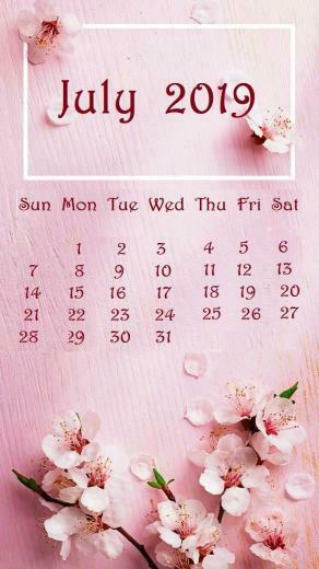 July Baby Pink Background iPhone Calendar