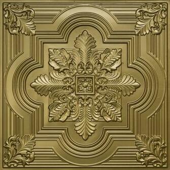Snowflake Faux Tin Ceiling Tile X24 Brass Wallpaper