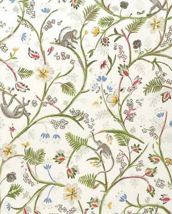 Guadeloupe Floral Wallpaper White With Wild Jungle Fauna