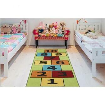 Ottomanson Children Garden S Collection Green Background Hopscotch