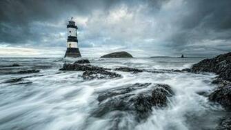 Sea Aeyaey Lighthouse Landscape Wallpaper