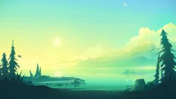 Morning Scenery Minimalist Digital Art 4k Pc
