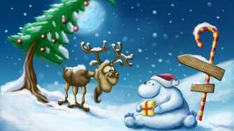 Moose And Bear Christmas Wallpaper HD