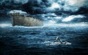 Swimmer Facing The Flood Wallpaper