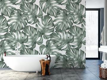 Monstera Leaves Wallpaper Tropical Aquarell Deasign