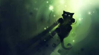 Cute Black Cat Spring Wallpaper