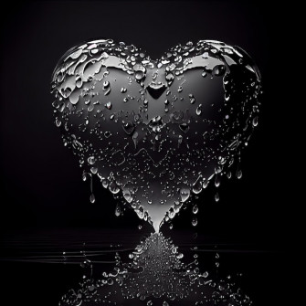 Mirror Heart With Rain Drops Isolated Black Background Wallpaper