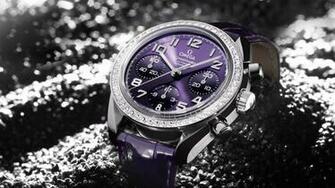 Omega Watches Brand Close Up Gray Purple Watch