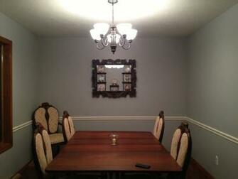 Room Now Ugly Wallpaper Gone Fresh Paint On The Walls And Chair Rail