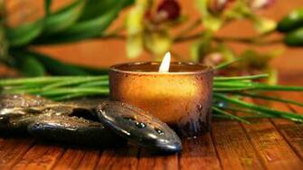 Relaxation Zen Candle Rocks Bokeh Wallpaper