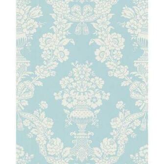 Brewster Aqua Floral Damask Pre Pasted Wallpaper Overstock