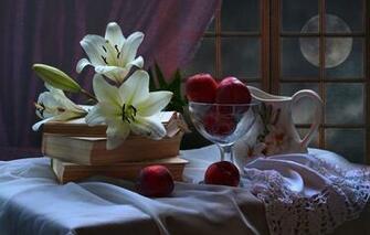 Wallpaper Flowers Night The Moon Lily Books Texture Pitcher