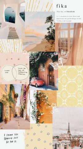 Travel Vision Board Collage Cute Patterns Wallpaper